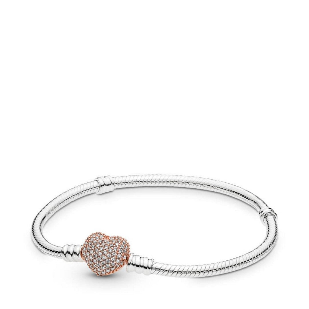 Pandora Bracciale Donna con Chiusura a Cuore Pavè - 586292CZ - Gioielleria De Patto