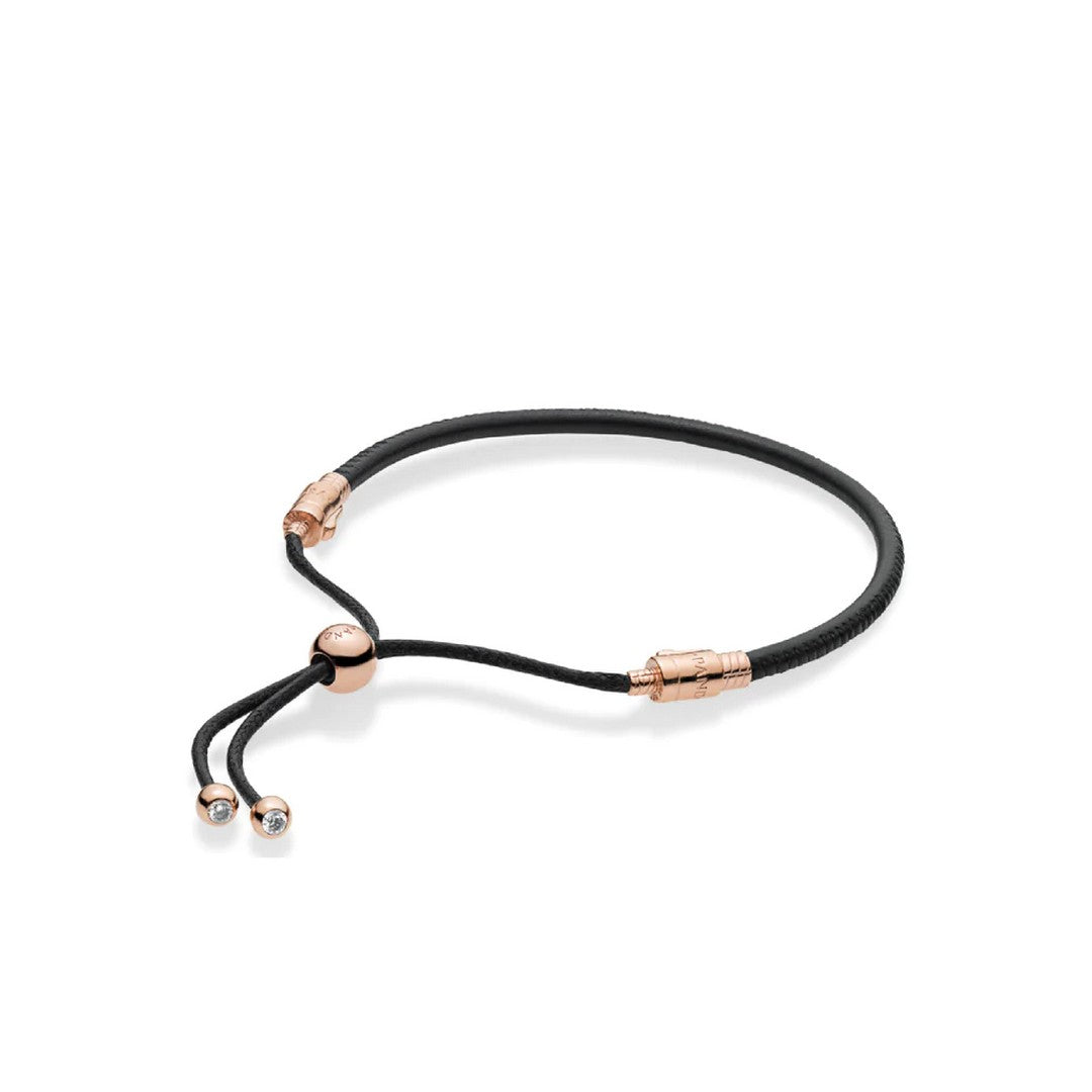Bracciale Donna Pandora In Pelle Nera con Chiusura Scorrevole - 588059CBK - Gioielleria De Patto