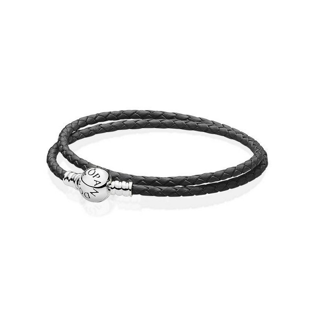 Bracciale Donna Pandora in Pelle Nero Doppio - 590745CBK_DOUBLE - Gioielleria De Patto