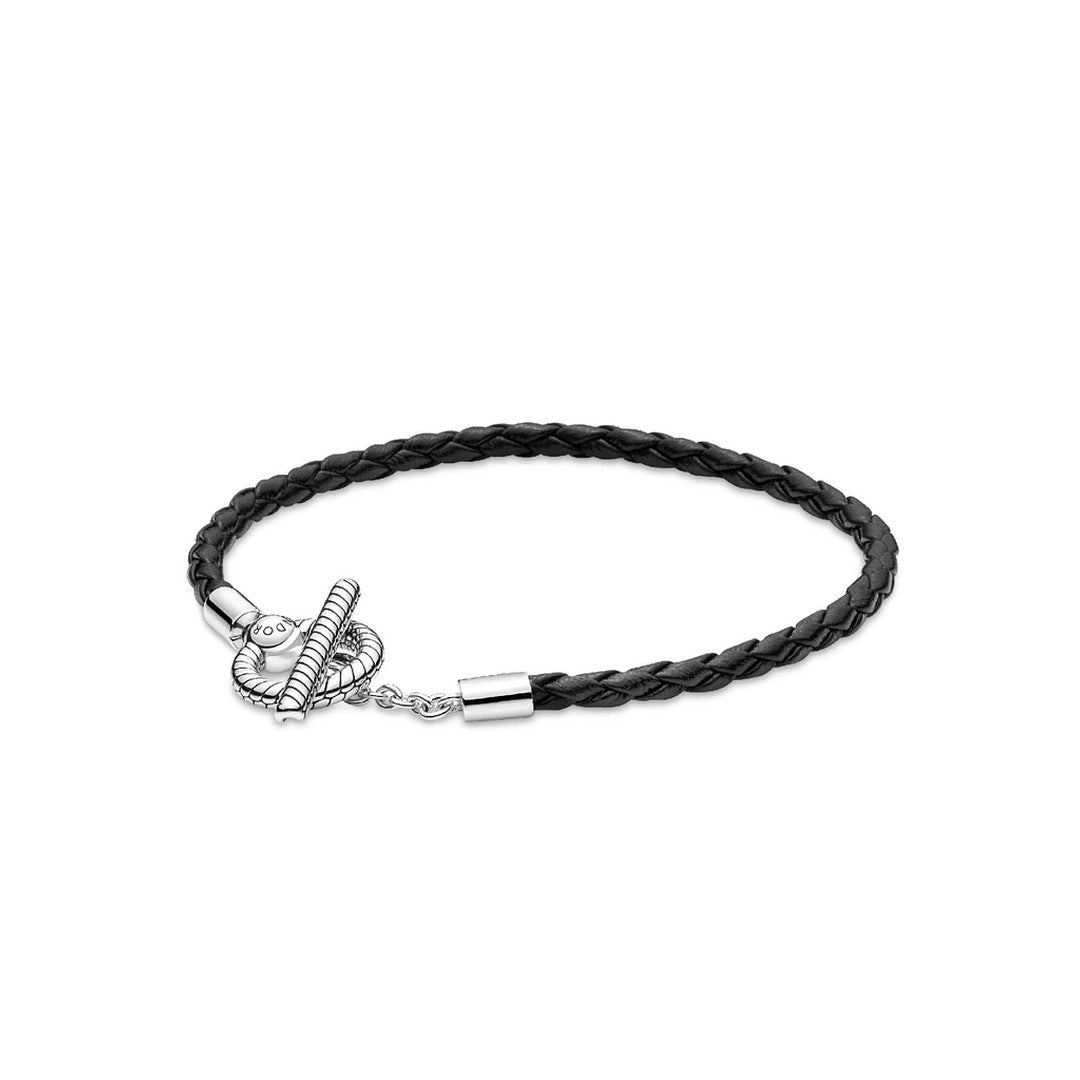 Bracciale Donna Pandora in Pelle Nera con Chiusura a T - 591675C01 - Gioielleria De Patto