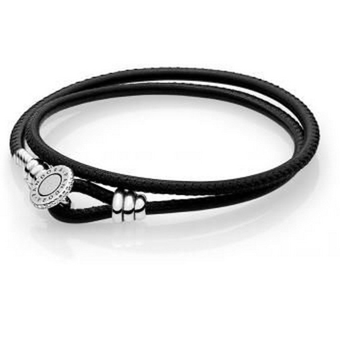 Bracciale Donna Pandora in Pelle, Nero - 597194CBK_DOUBLE - Gioielleria De Patto