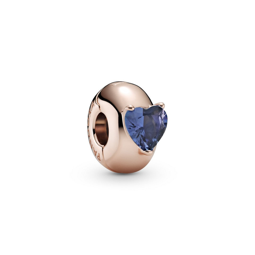 Clip Donna Pandora Solitario Cuore Blu - 789203C02 - Gioielleria De Patto