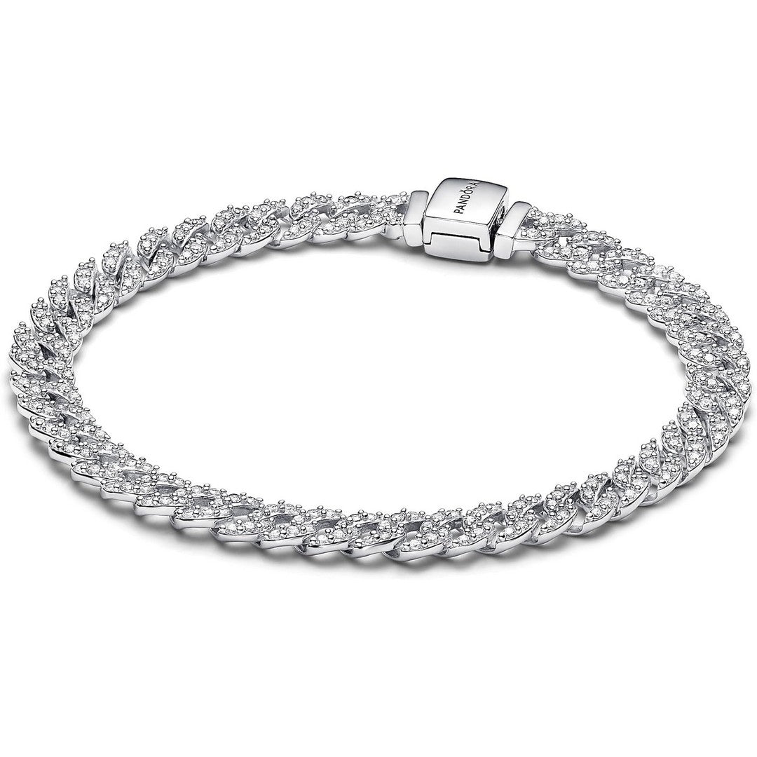 Bracciale Donna Pandora Maglia Cubana Pavè - 593008C01 - Gioielleria De Patto