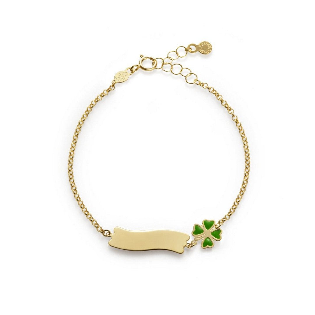 Bracciale Donna LeBebè Fortuna con quadrifoglio e targhetta in oro giallo - PMG027/B