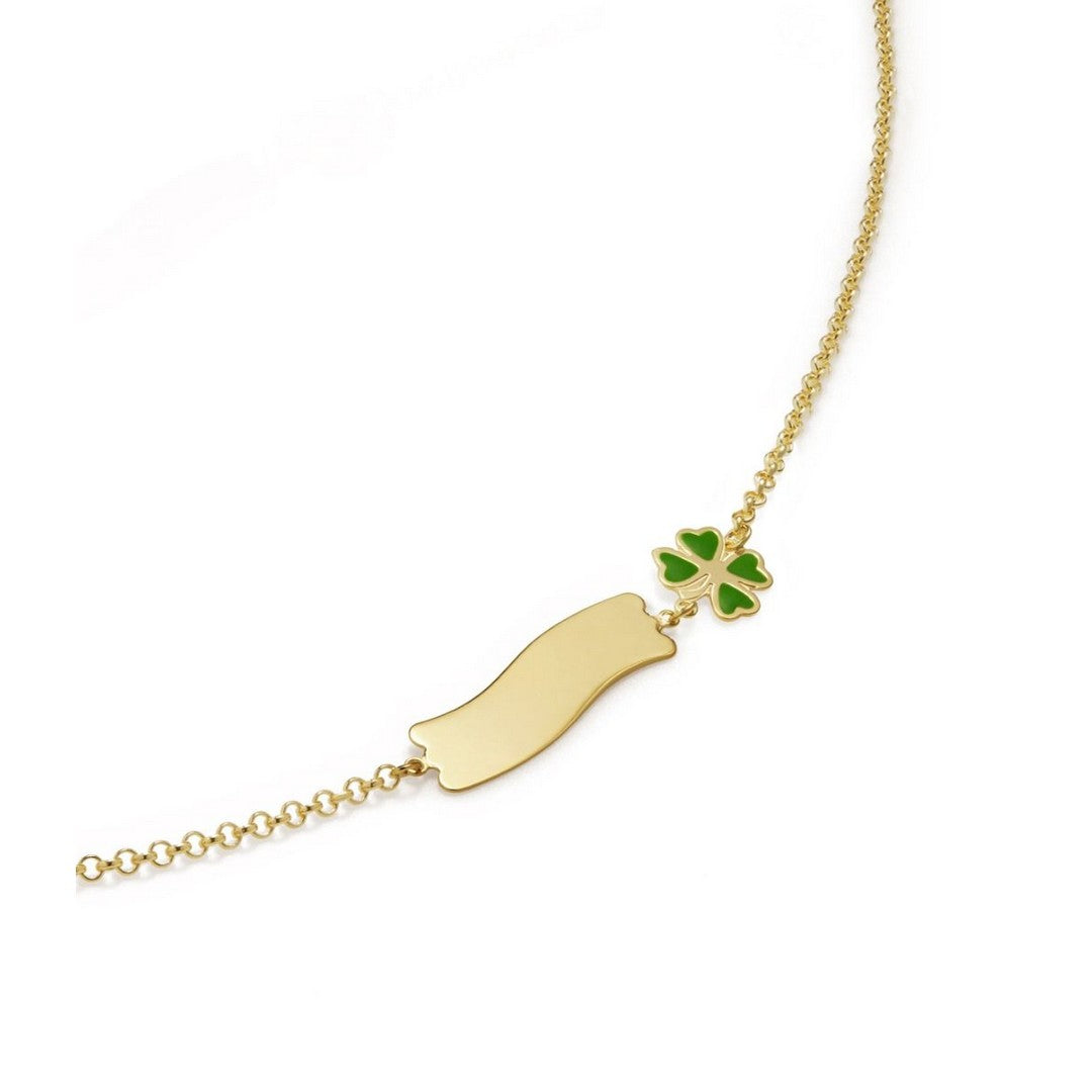 Bracciale Donna LeBebè Fortuna con quadrifoglio e targhetta in oro giallo - PMG027/B
