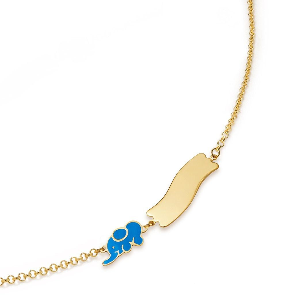 Bracciale Fortuna LeBebè con elefantino e targhetta in oro giallo - PMG034/B