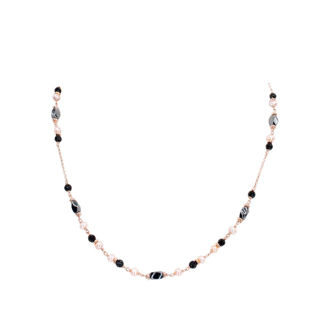 Alisei Collana Donna Onice/Perle Rosa ed Ematite - C218 - Gioielleria De Patto