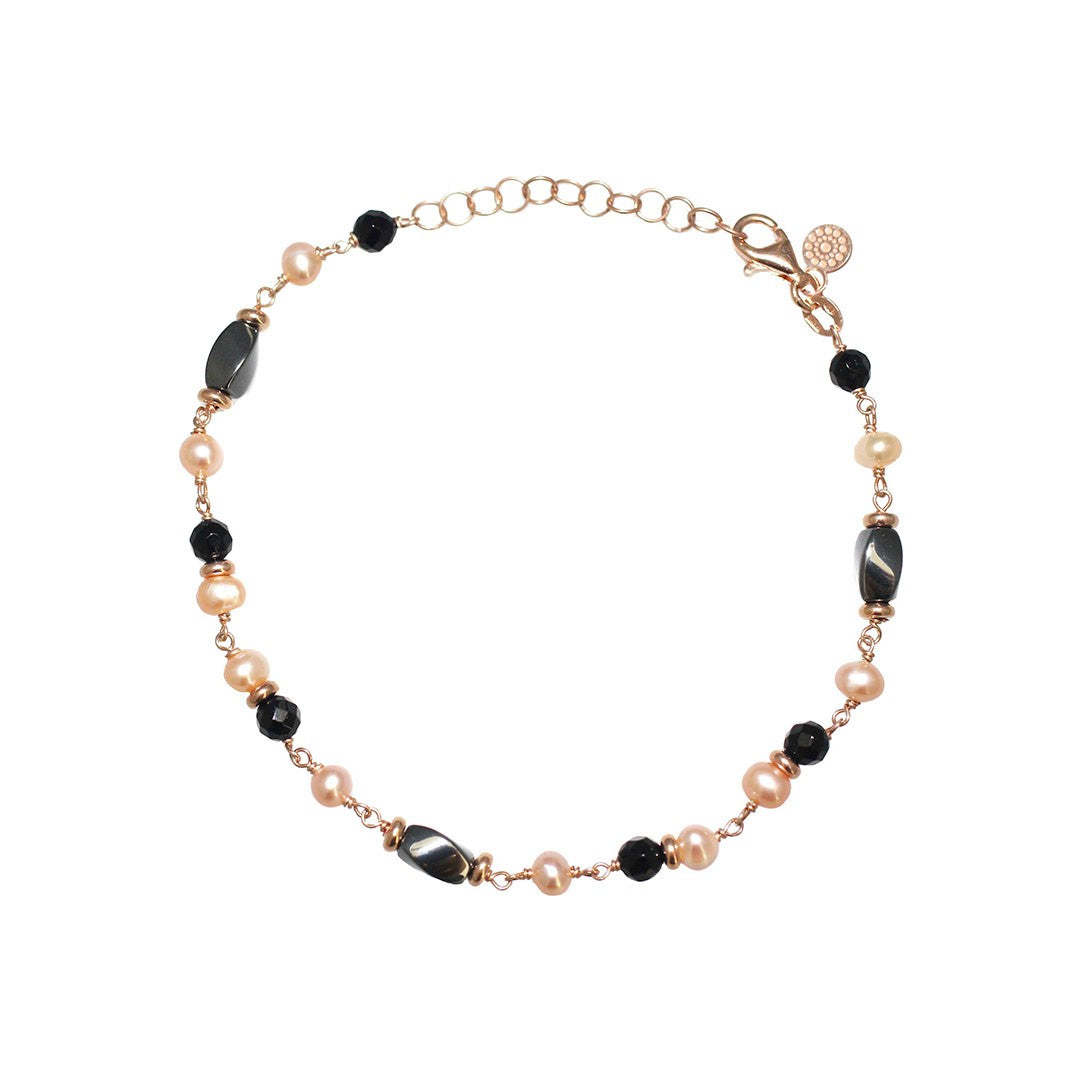 Alisei Bracciale Donna Onice/Perle Rosa ed Ematite - B330 - Gioielleria De Patto