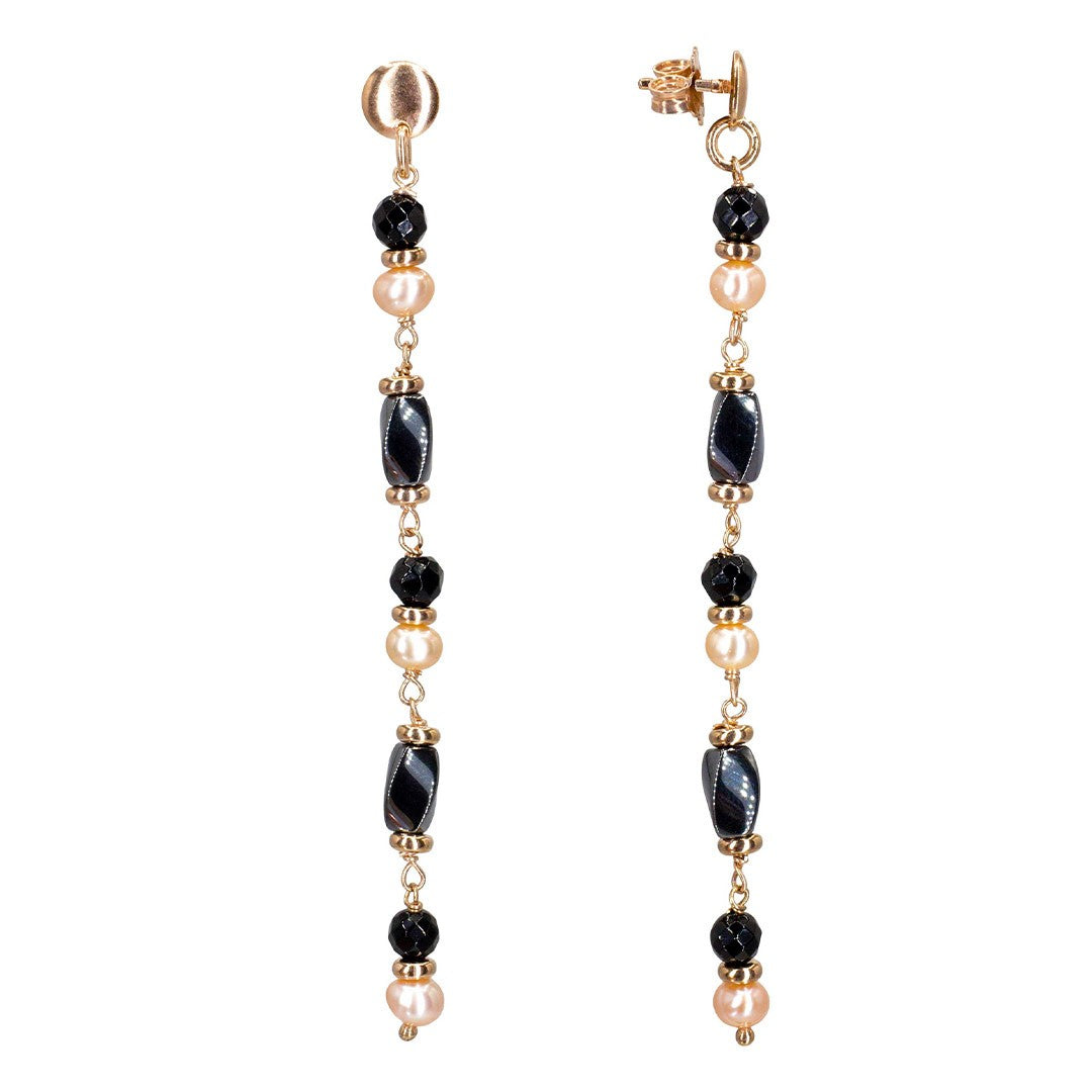 Alisei Orecchino Donna Onice/Perle Rosa ed Ematite - O221 - Gioielleria De Patto