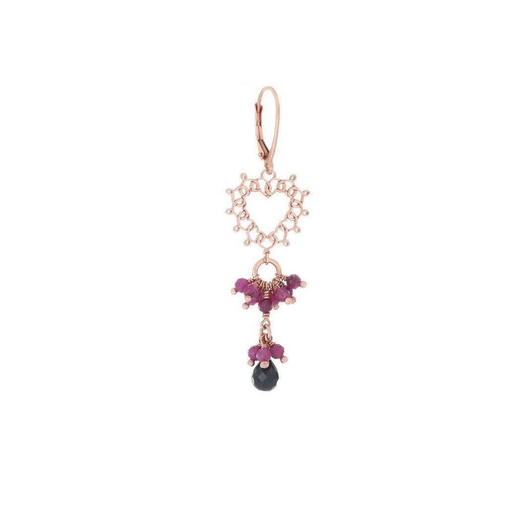 Maman et Sophie Orecchino Donna Cuore Sacro Rubini e Spinello Lungo - orrbn12l - Gioielleria De Patto