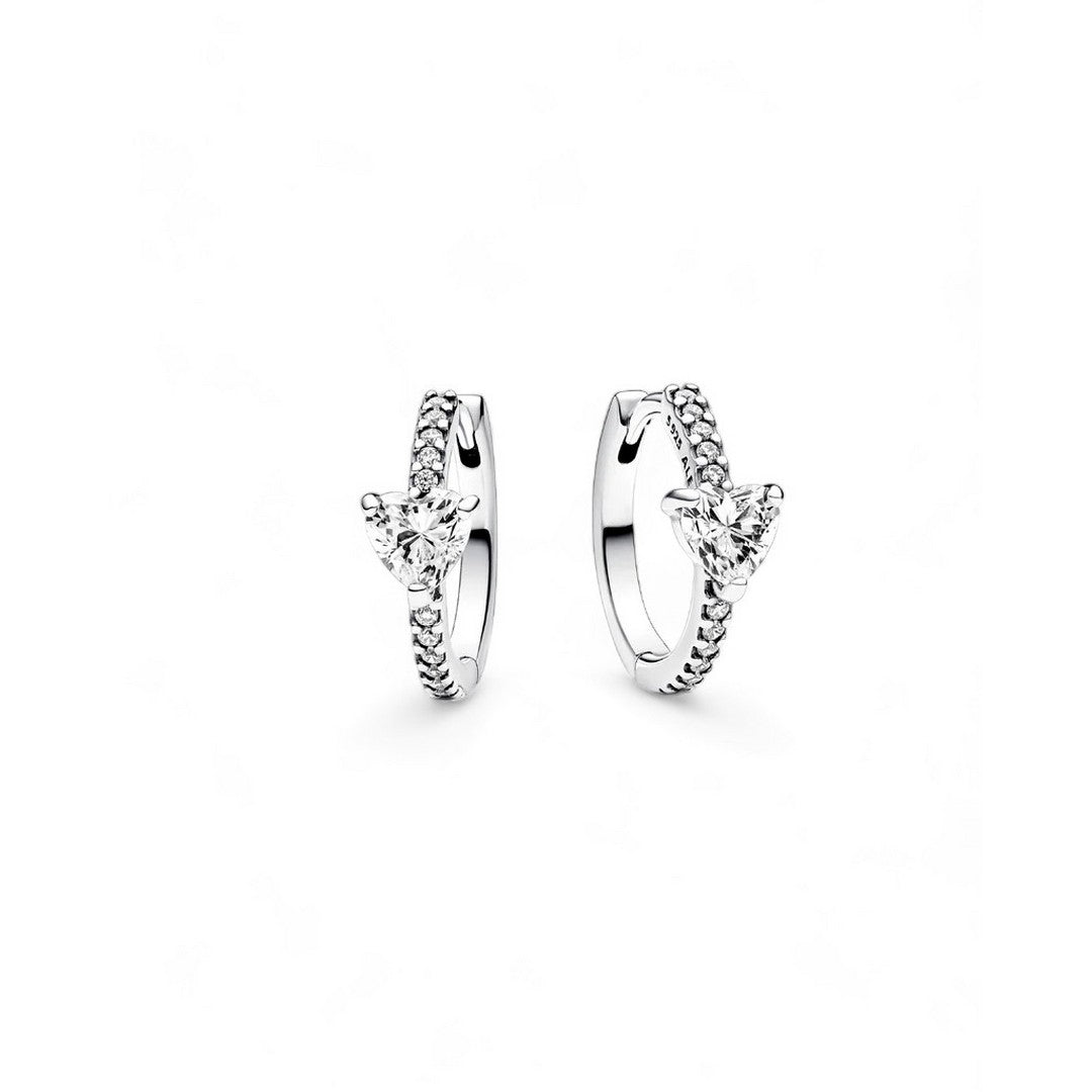 Orecchini Donna Pandora Cerchi Pavè con Cuore - 293101C01 - Gioielleria De Patto