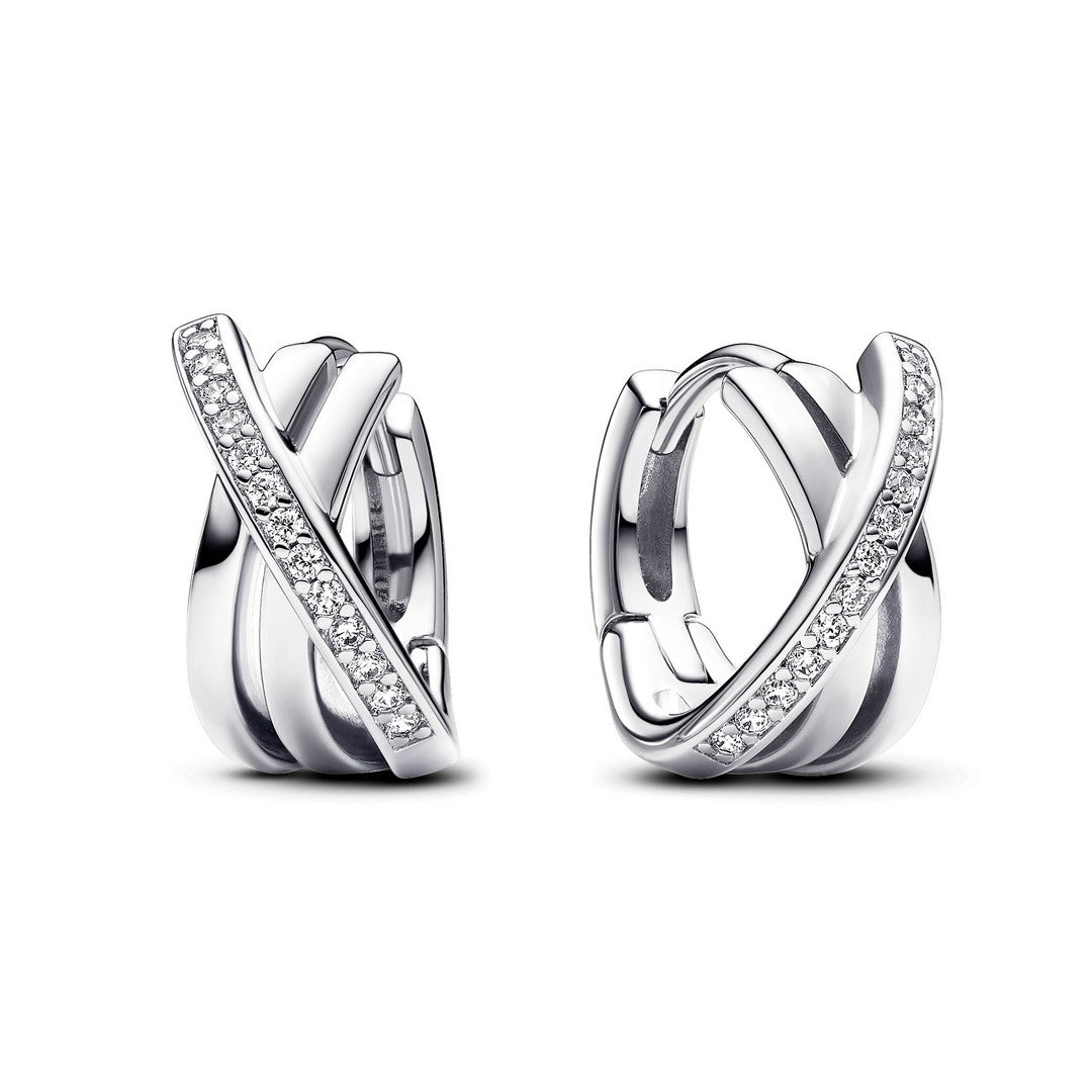 Orecchini Donna Pandora Cerchi Linee Intrecciate - 293150C01 - Gioielleria De Patto