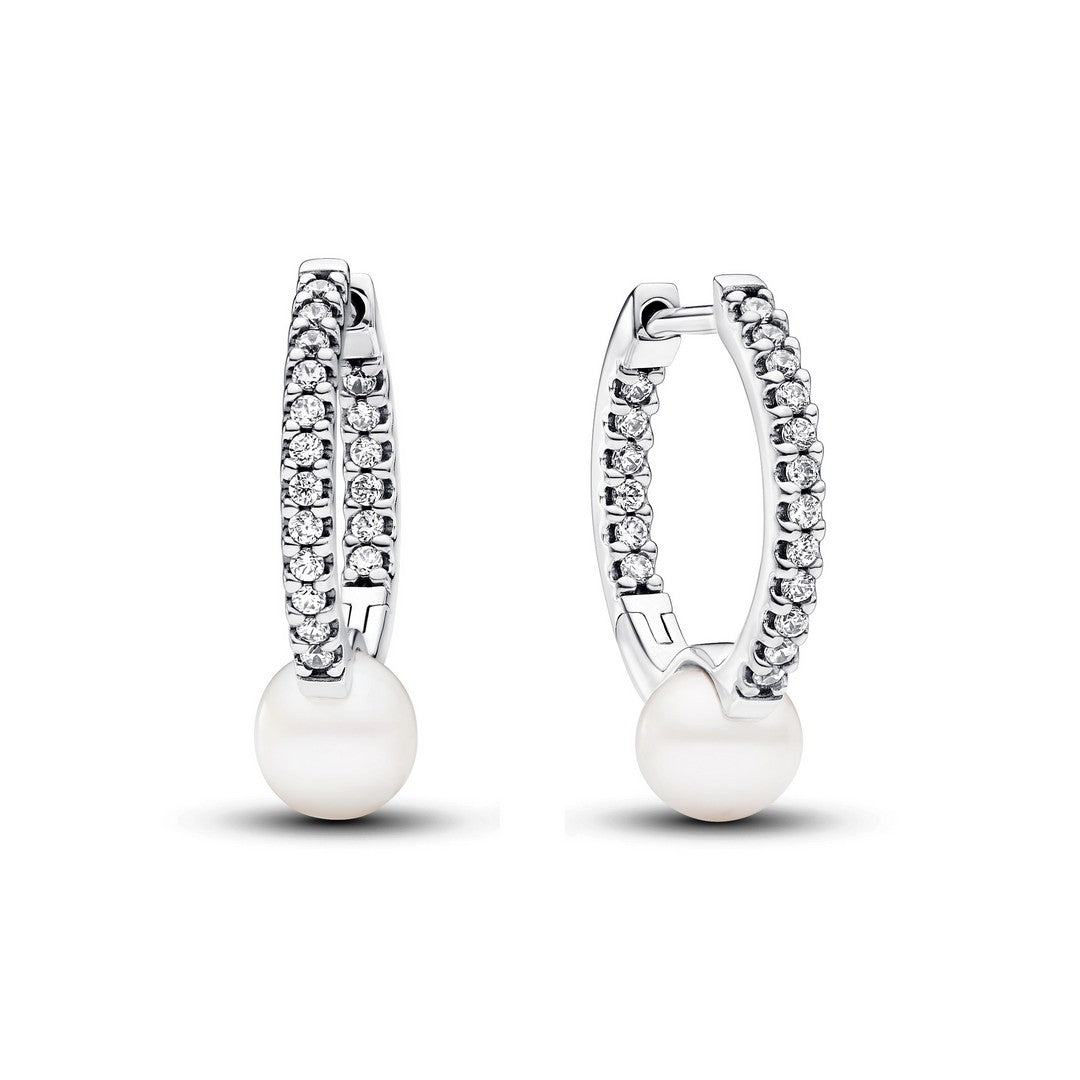 Orecchini Donna Pandora Cerchi con Perle dAcqua Dolce Coltivate e Pavè - 293171C01 - Gioielleria De Patto