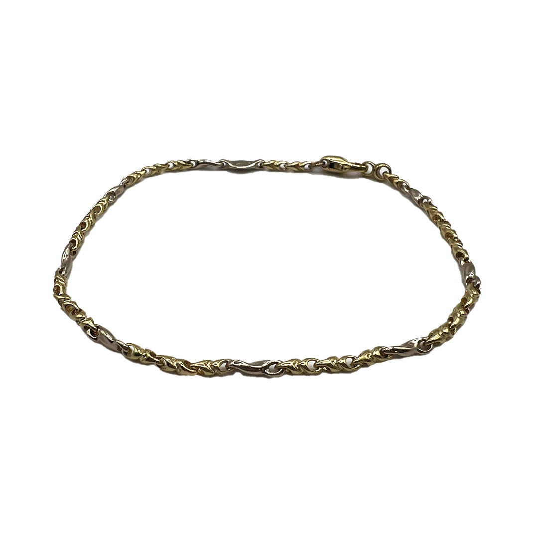Bracciale Oro Giallo & Bianco Maglia Tubolare Gold House De Patto - 1S - Gioielleria De Patto