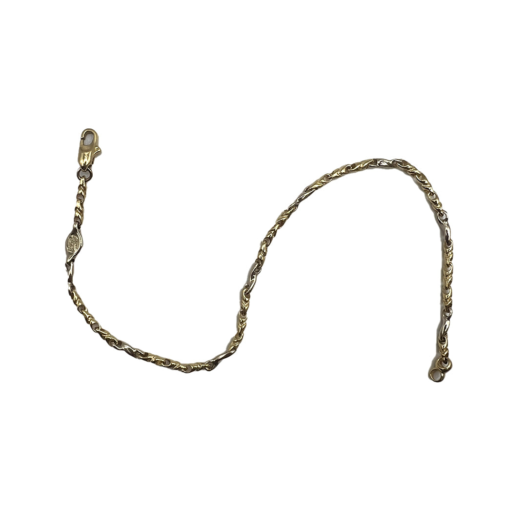 Bracciale Oro Giallo & Bianco Maglia Tubolare Gold House De Patto - 1S - Gioielleria De Patto