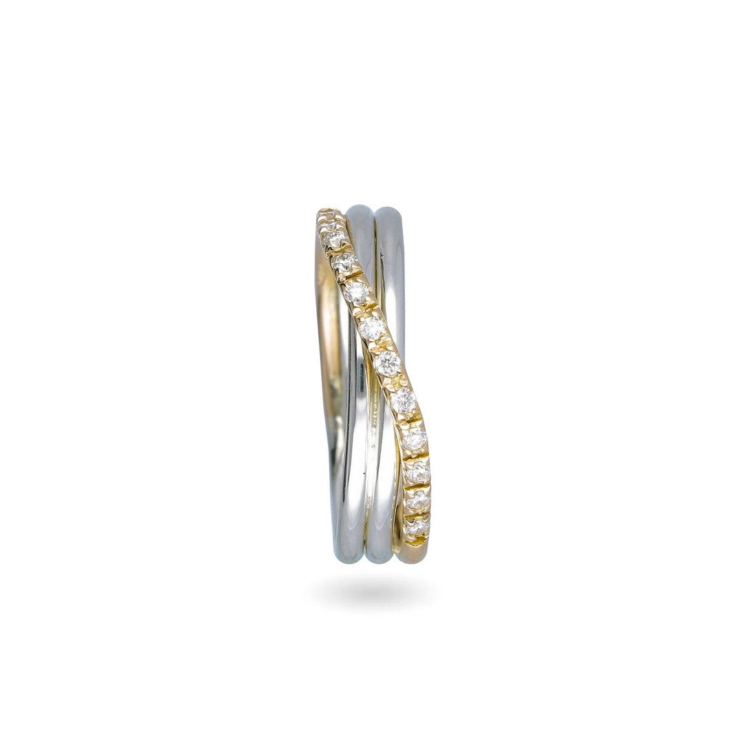 Rubinia Anello Donna Filodellavita Classic 3 fili in Oro Giallo 9kt Argento e Diamanti Bianchi - AN8AGBT - Gioielleria De Patto