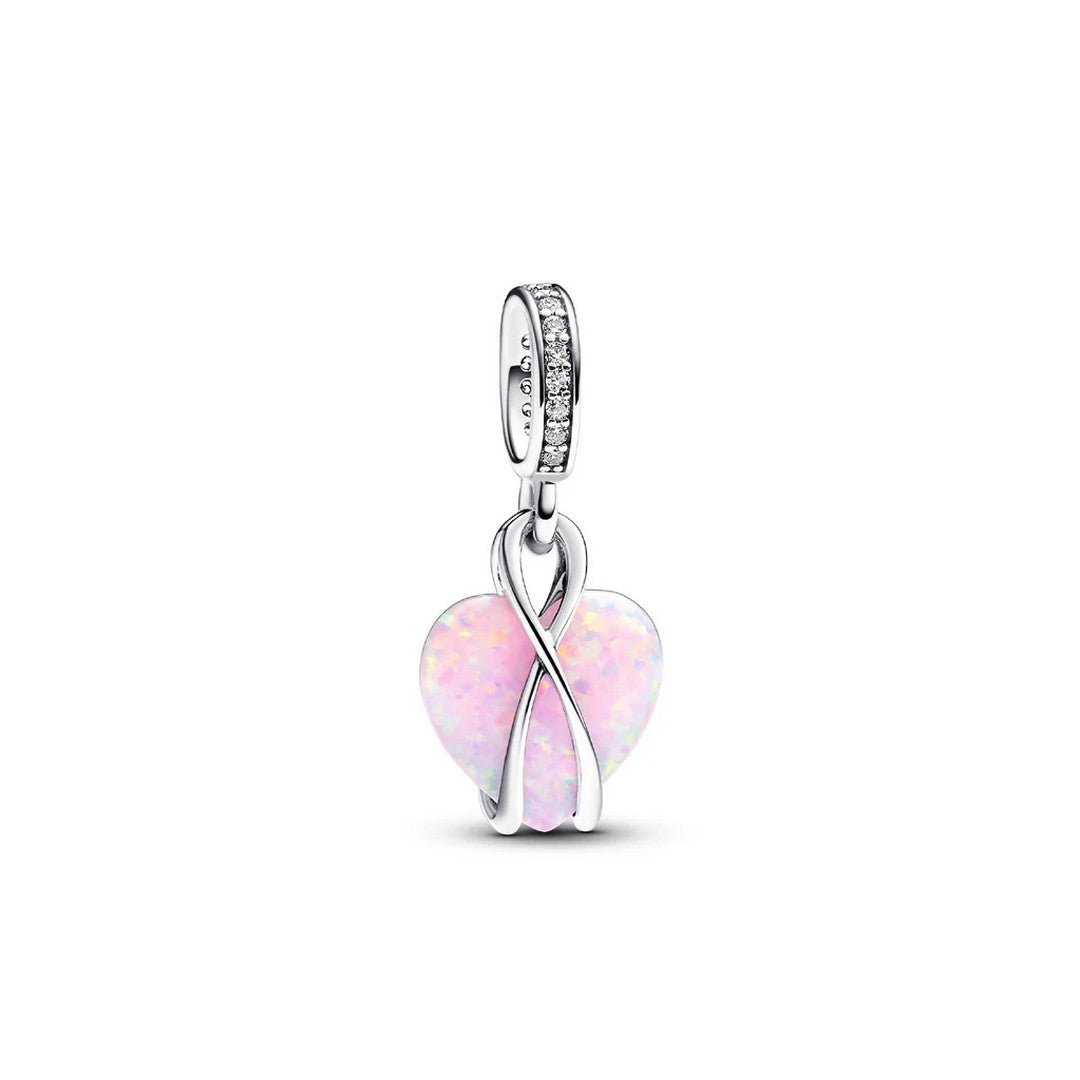 Charm Donna Pandora Pendente Cuore di Mamma Rosa Opalescente - 793202C01 - Gioielleria De Patto