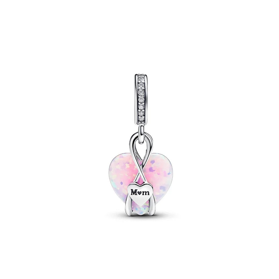 Charm Donna Pandora Pendente Cuore di Mamma Rosa Opalescente - 793202C01 - Gioielleria De Patto