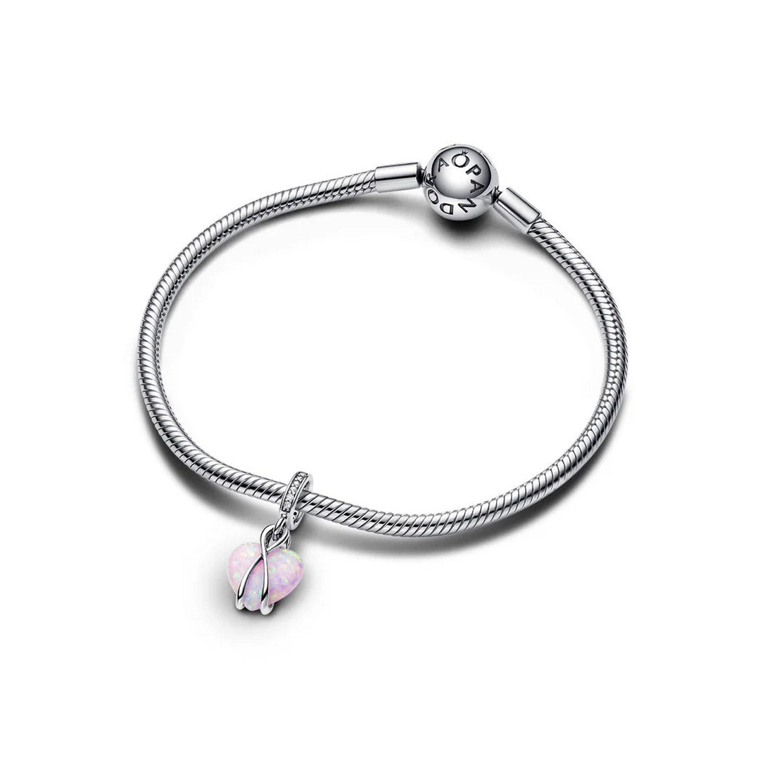 Charm Donna Pandora Pendente Cuore di Mamma Rosa Opalescente - 793202C01 - Gioielleria De Patto