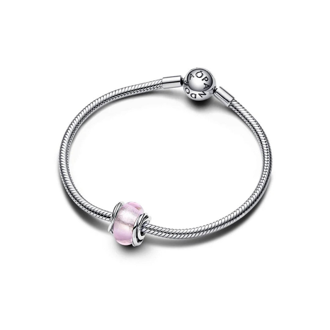 Charm Donna Pandora Vetro di Murano Rosa e Cerchi - 793241C00 - Gioielleria De Patto