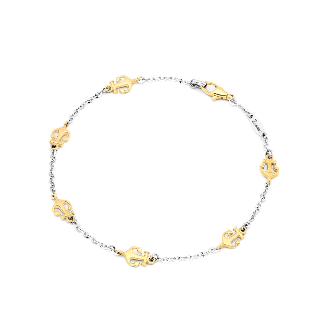 Zancan Bracciale Uomo Oro Bianco e Giallo Ancora - EB697BG - Gioielleria De Patto