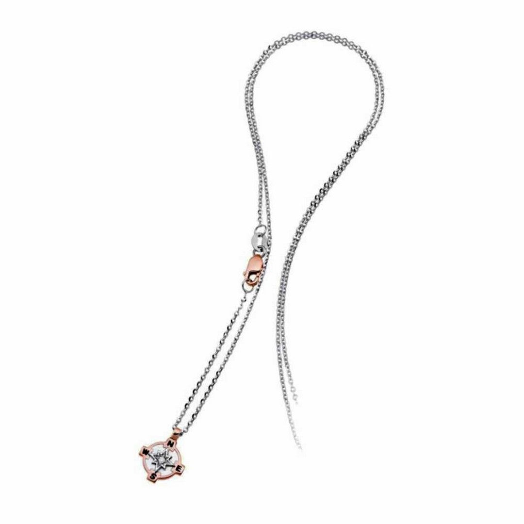Zancan Collana Uomo Light con Bussola pendente in Oro e Diamanti bianchi - EC415RB-B - Gioielleria De Patto