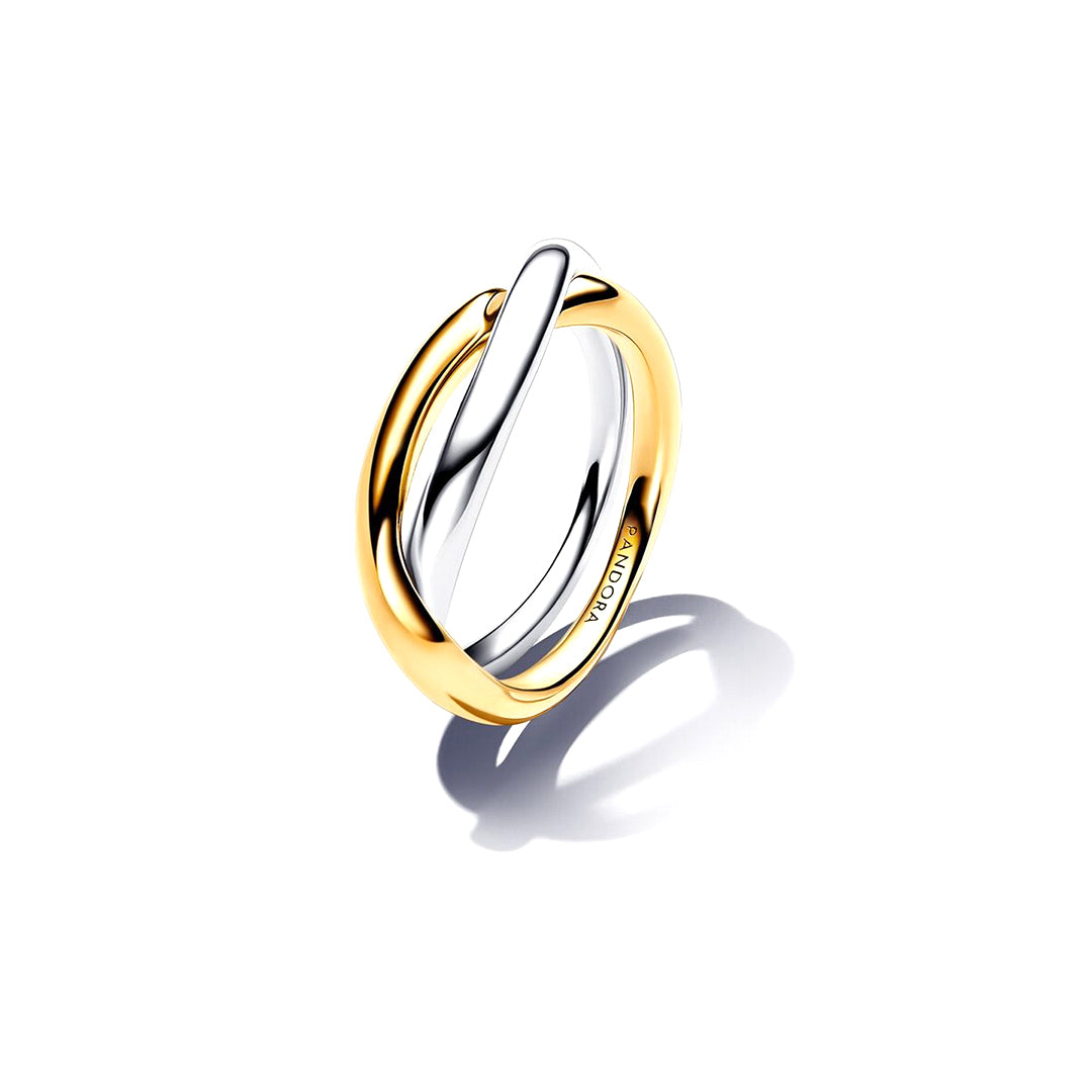 Anello Donna Pandora Fascia Intrecciata Bicolore - 163262C00 - Gioielleria De Patto