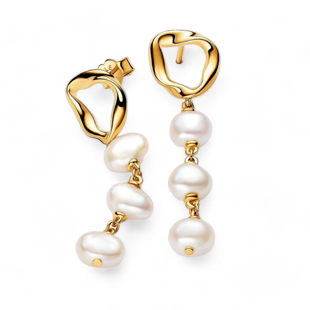 Orecchini Donna Pandora Pendenti Linea Sinuosa con Perle d'Acqua Dolce Coltivate - 263263C01 - Gioielleria De Patto
