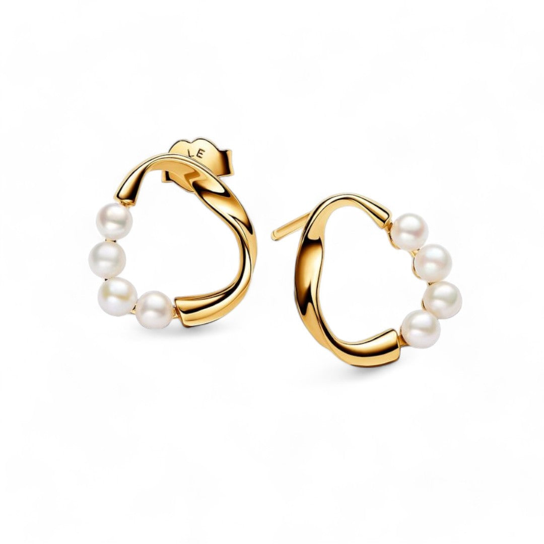 Orecchini Donna Pandora Linea Sinuosa Circolare con Perle d'Acqua Dolce Coltivate - 263276C01 - Gioielleria De Patto