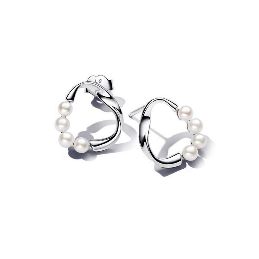 Orecchini Donna Pandora Linea Sinuosa Circolare con Perle d'Acqua Dolce Coltivate - 293276C01 - Gioielleria De Patto