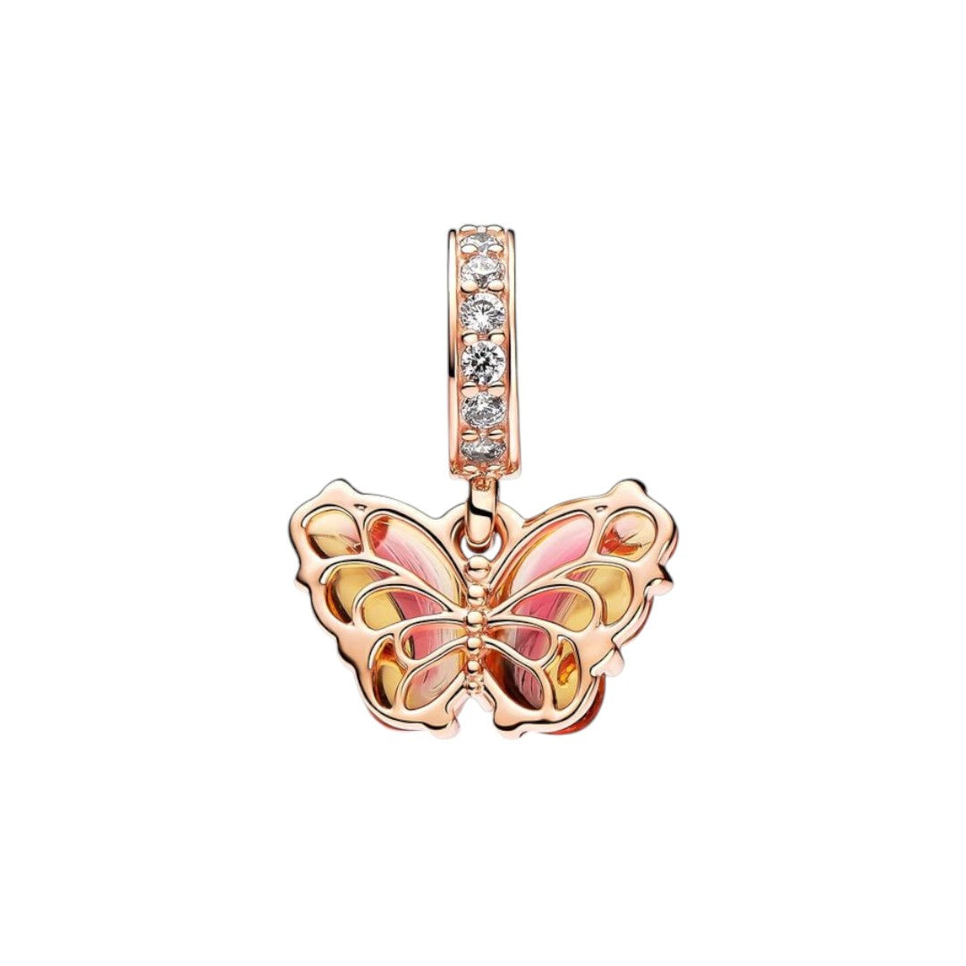 Charm Pendente Donna Pandora Farfalla Vetro di Murano Arancione e Rosa - 782698C01 - Gioielleria De Patto