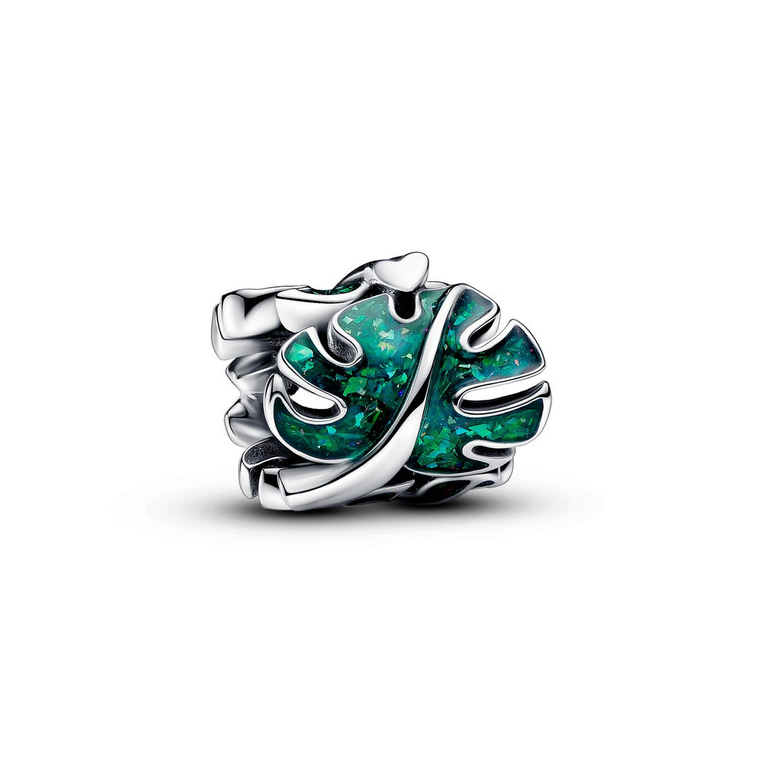 Charm Donna Pandora Foglia di Monstera Glitterata - 793332C01 - Gioielleria De Patto