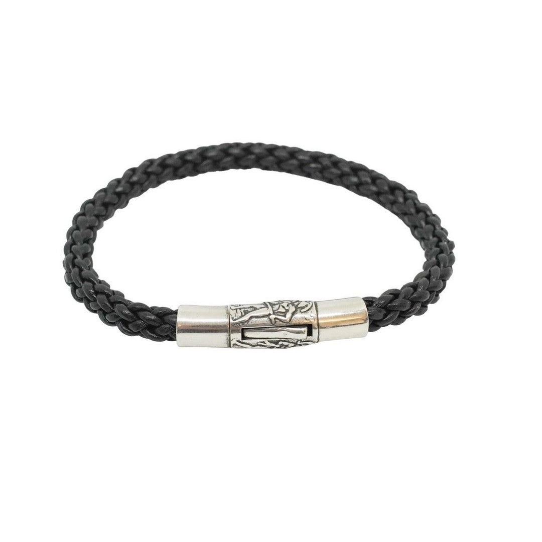 Bracciale Gerardo Sacco in cuoio Intrecciato Nero - 50282ne - Gioielleria De Patto