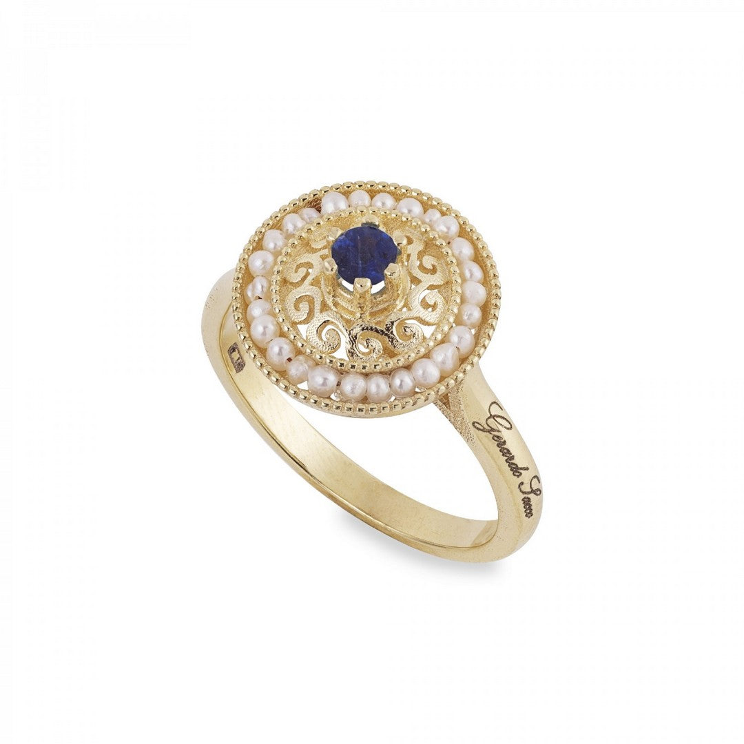 Anello Donna Gerardo Sacco Oro perle e pietre preziose - 14282 - Gioielleria De Patto