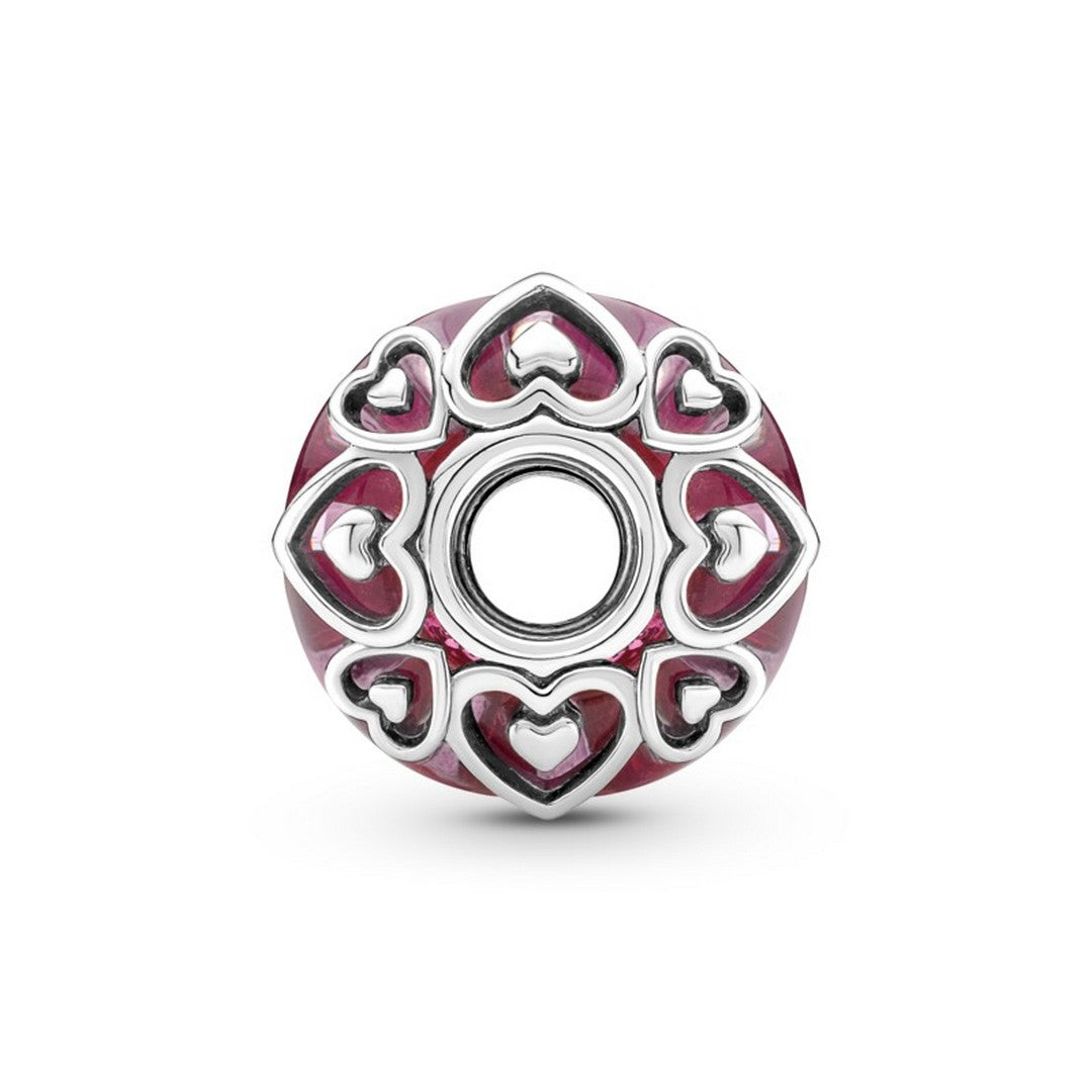 Charm Donna Pandora Vetro di Murano Rosa con Cuori - 791159C00 - Gioielleria De Patto