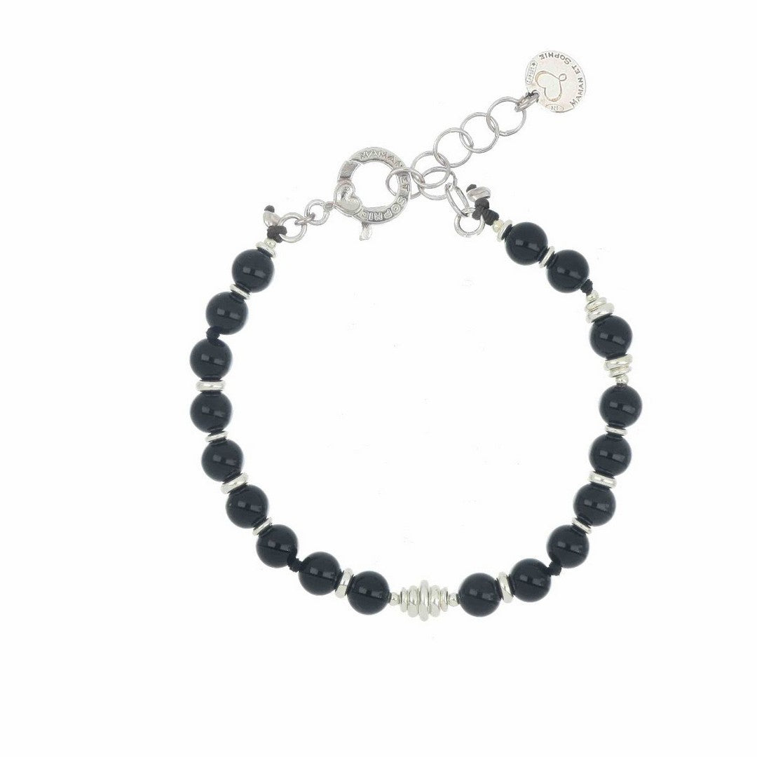 Bracciale Donna Maman et Sophie Tancredi in Argento Bianco e Agata Nera - brtan2ag - Gioielleria De Patto