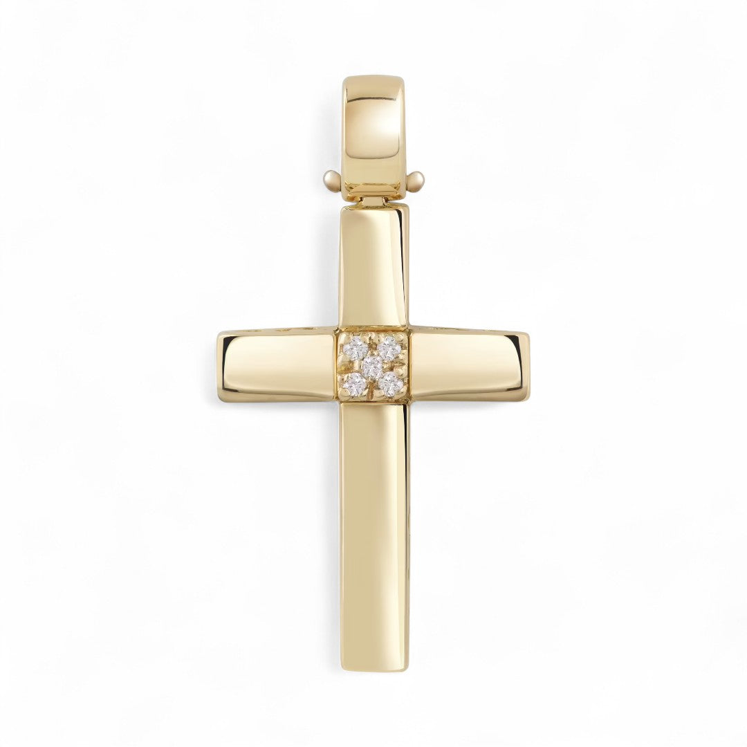 Croce Donna Bliss in Oro Giallo e Diamante 0,02 Ct