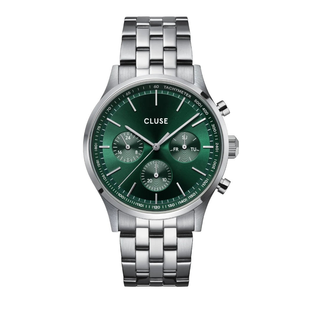Cluse Orologio Uomo Anthéor Multifunction Watch Steel Green, Silver Colour - CW21002 - Gioielleria De Patto