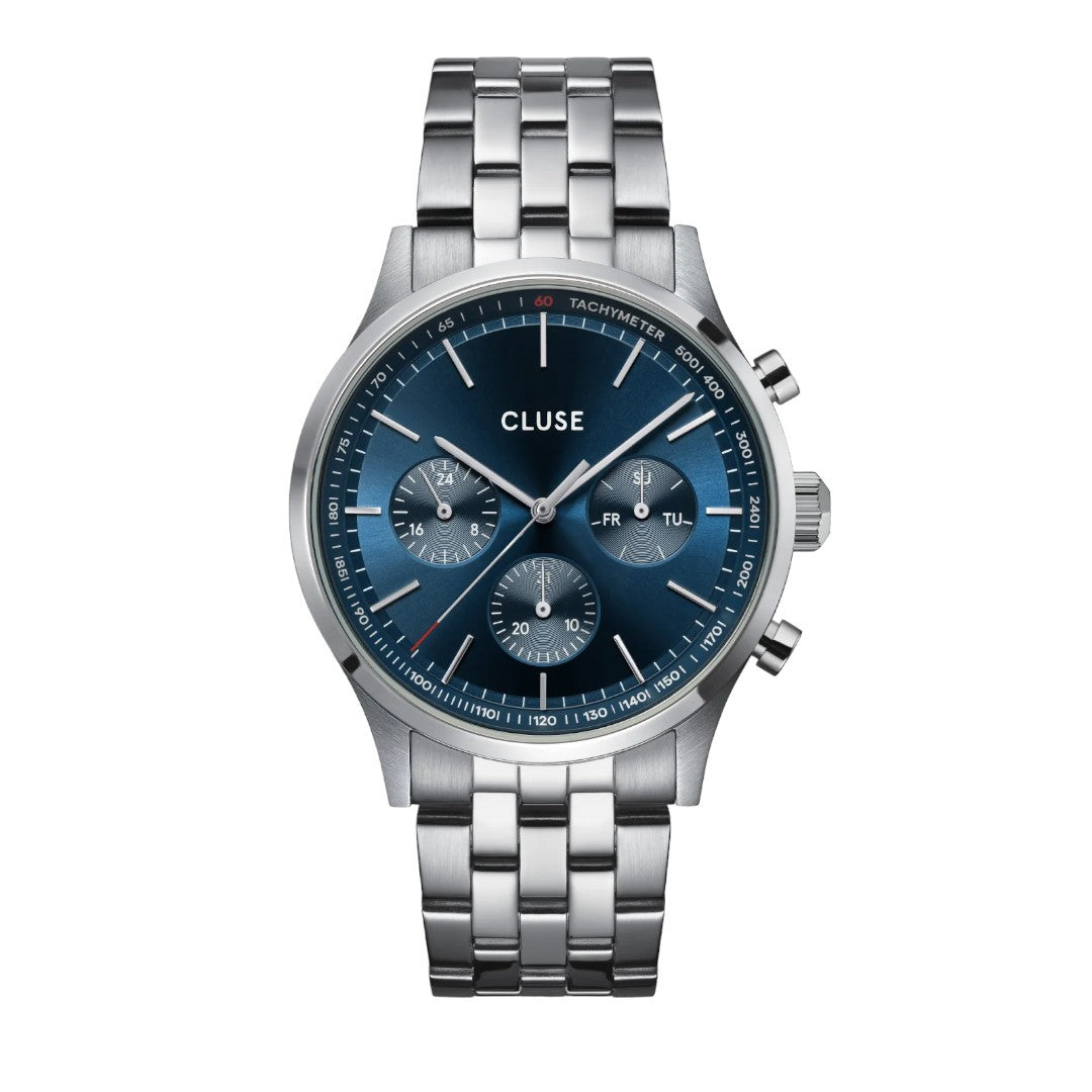 Cluse Orologio Uomo Anthéor Multifunction Watch Steel Blue, Silver Colour - CW21003 - Gioielleria De Patto