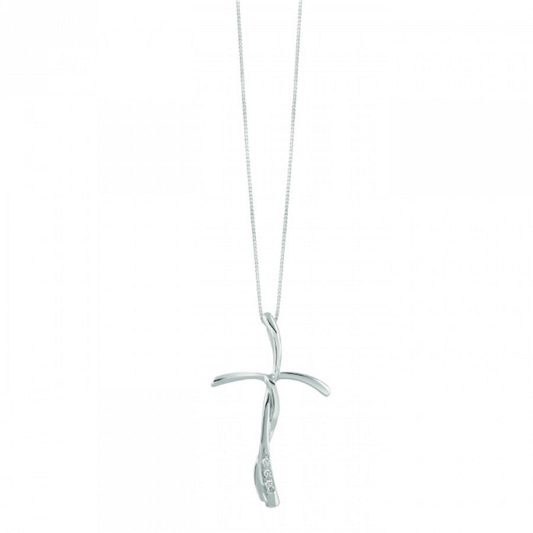 Bliss Collana Donna Collana Croce oro bianco e diamanti - 20101343 - Gioielleria De Patto