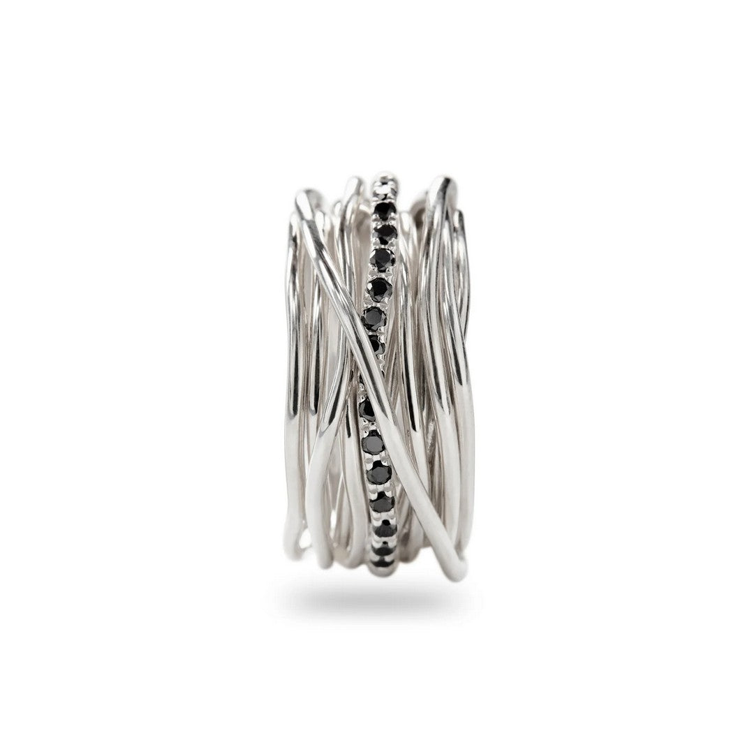 Rubinia Anello Donna Filodellavita Classic 13 fili in Argento 925 e Diamanti Black - AN13ABN - Gioielleria De Patto