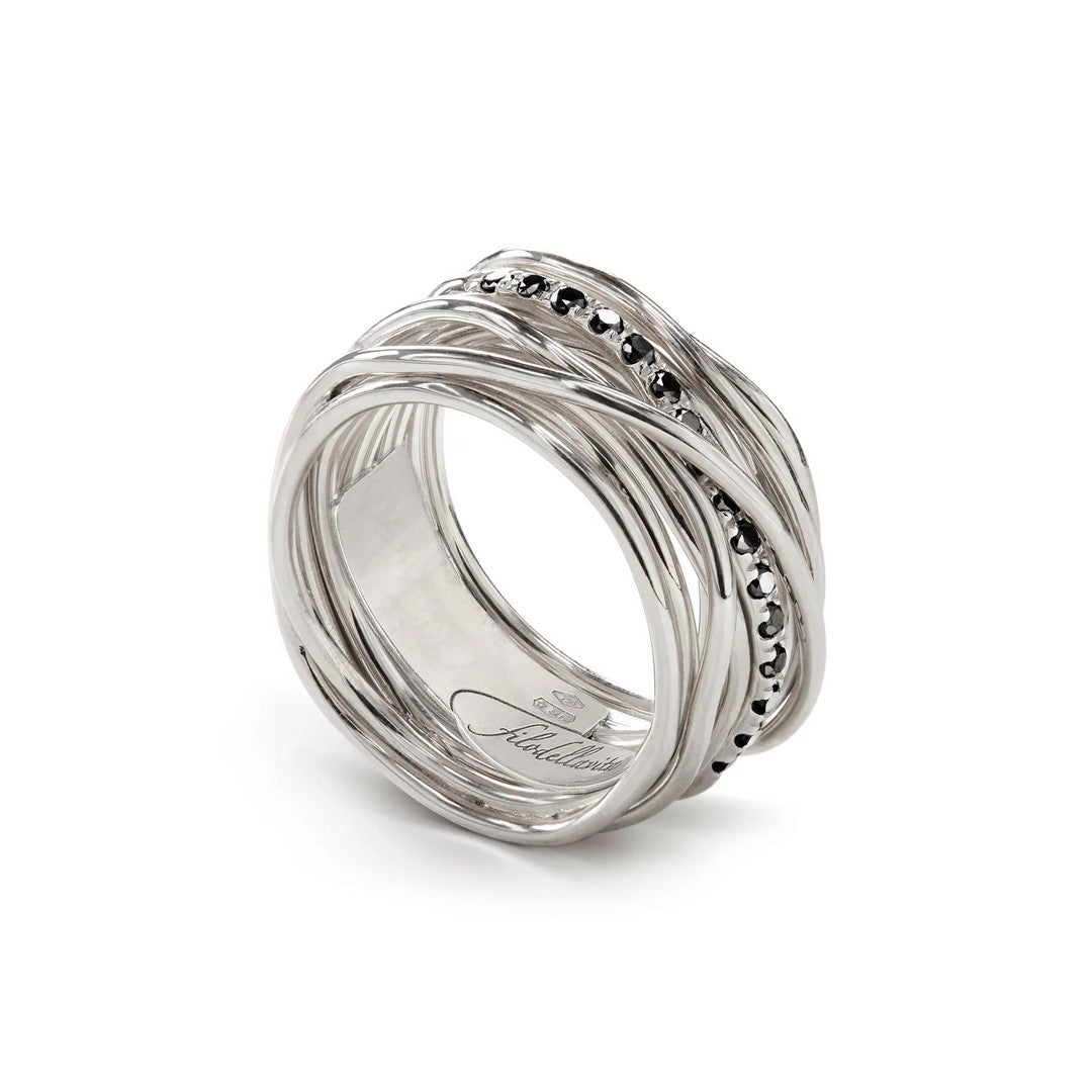 Rubinia Anello Donna Filodellavita Classic 13 fili in Argento 925 e Diamanti Black - AN13ABN - Gioielleria De Patto