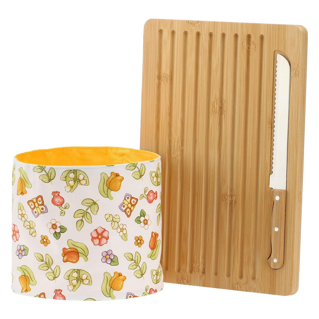 Thun Set tagliere in legno, coltello e sacchetto porta pane Happy Country - P5034P00