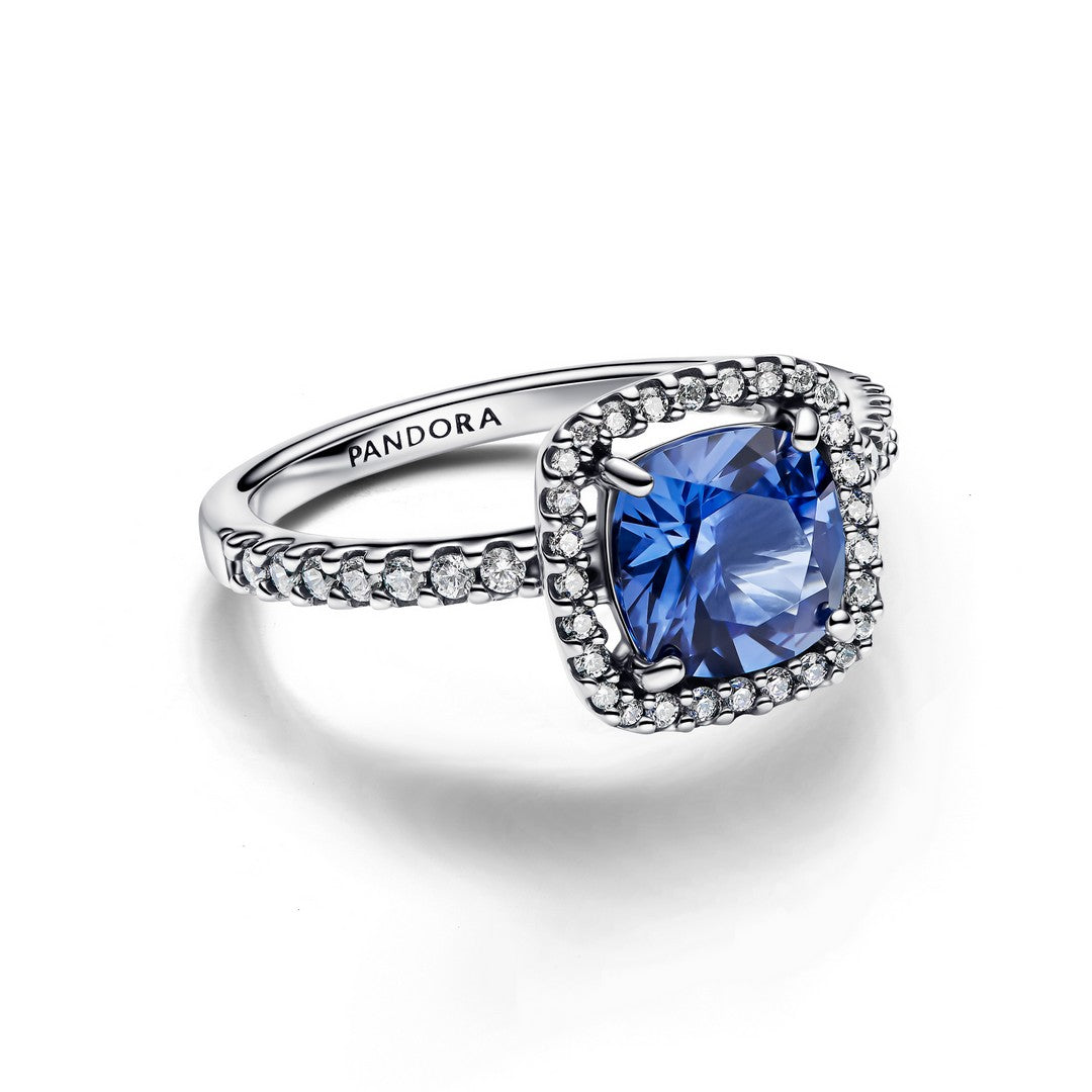 Anello Donna Pandora Punto Luce Quadrato Blu Grande - 193550C01 - Gioielleria De Patto