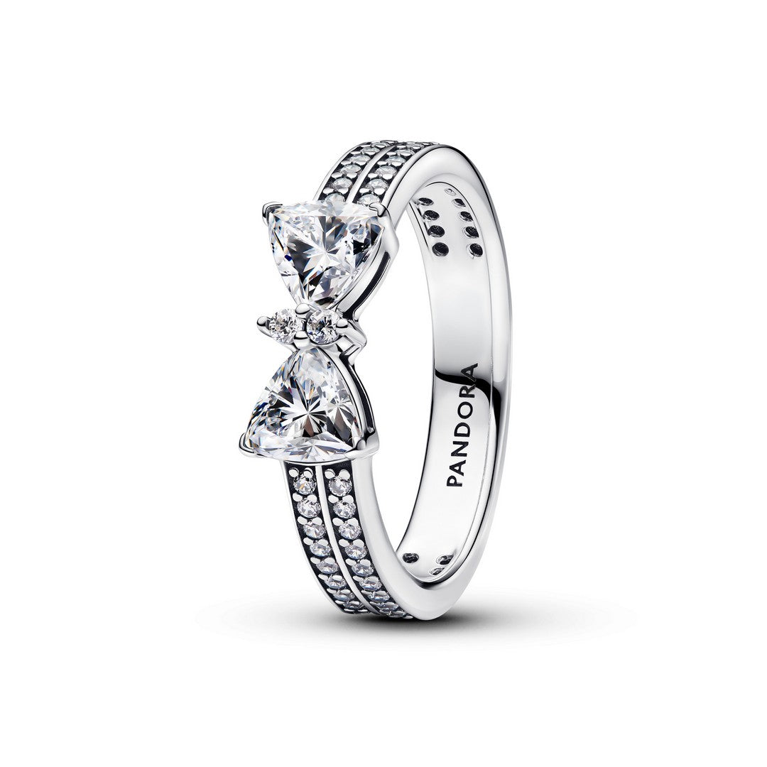 Anello Donna Pandora Doppia Fascia Pavè con Fiocco Luminoso - 193552C01 - Gioielleria De Patto
