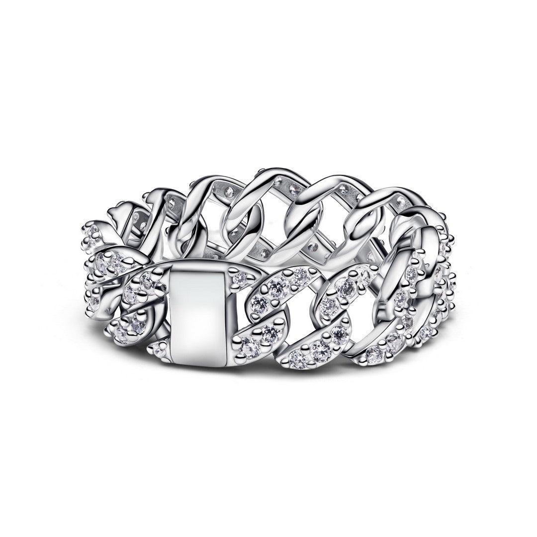 Anello Donna Pandora Catena Maglia Cubana Pavè - 193557C01 - Gioielleria De Patto