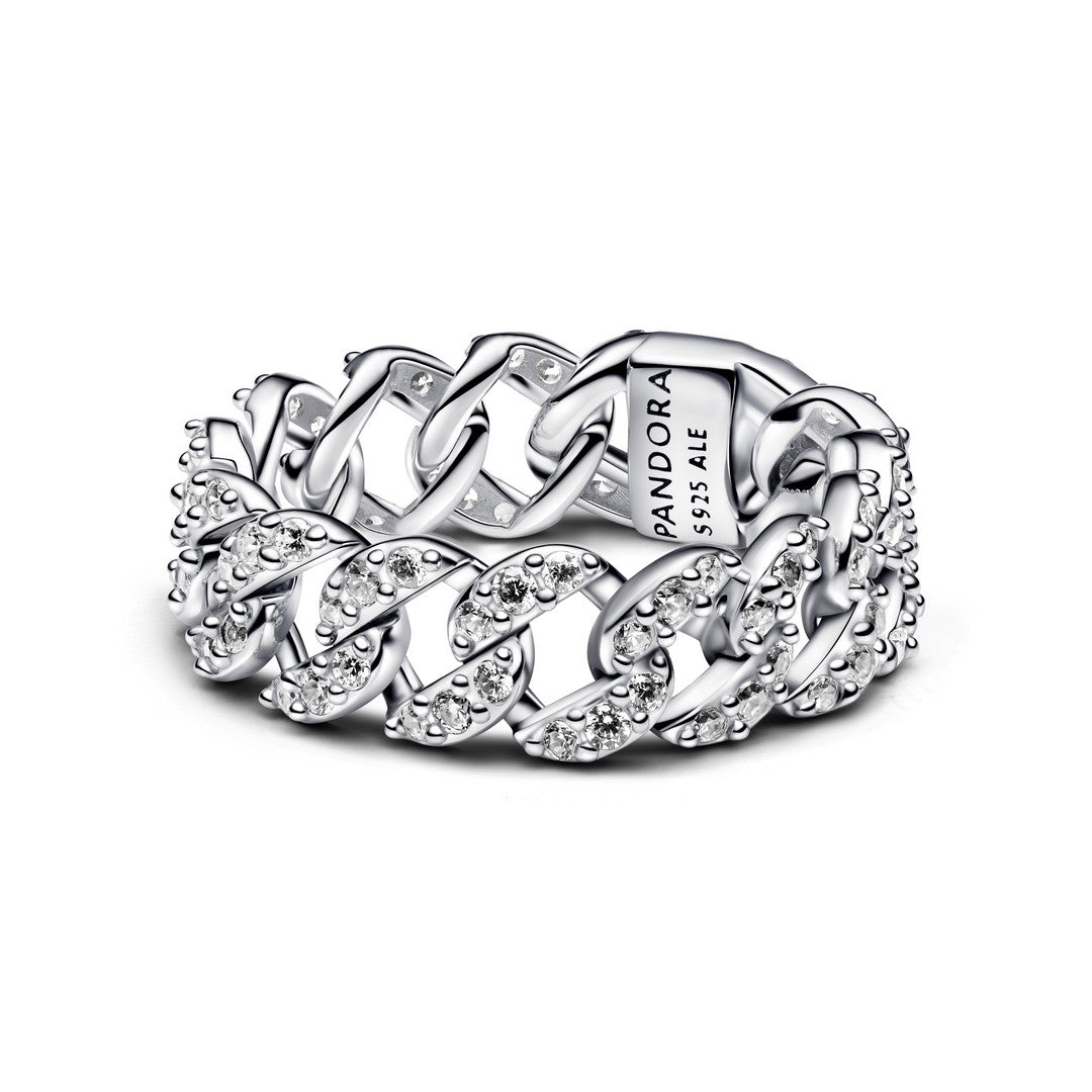 Anello Donna Pandora Catena Maglia Cubana Pavè - 193557C01 - Gioielleria De Patto