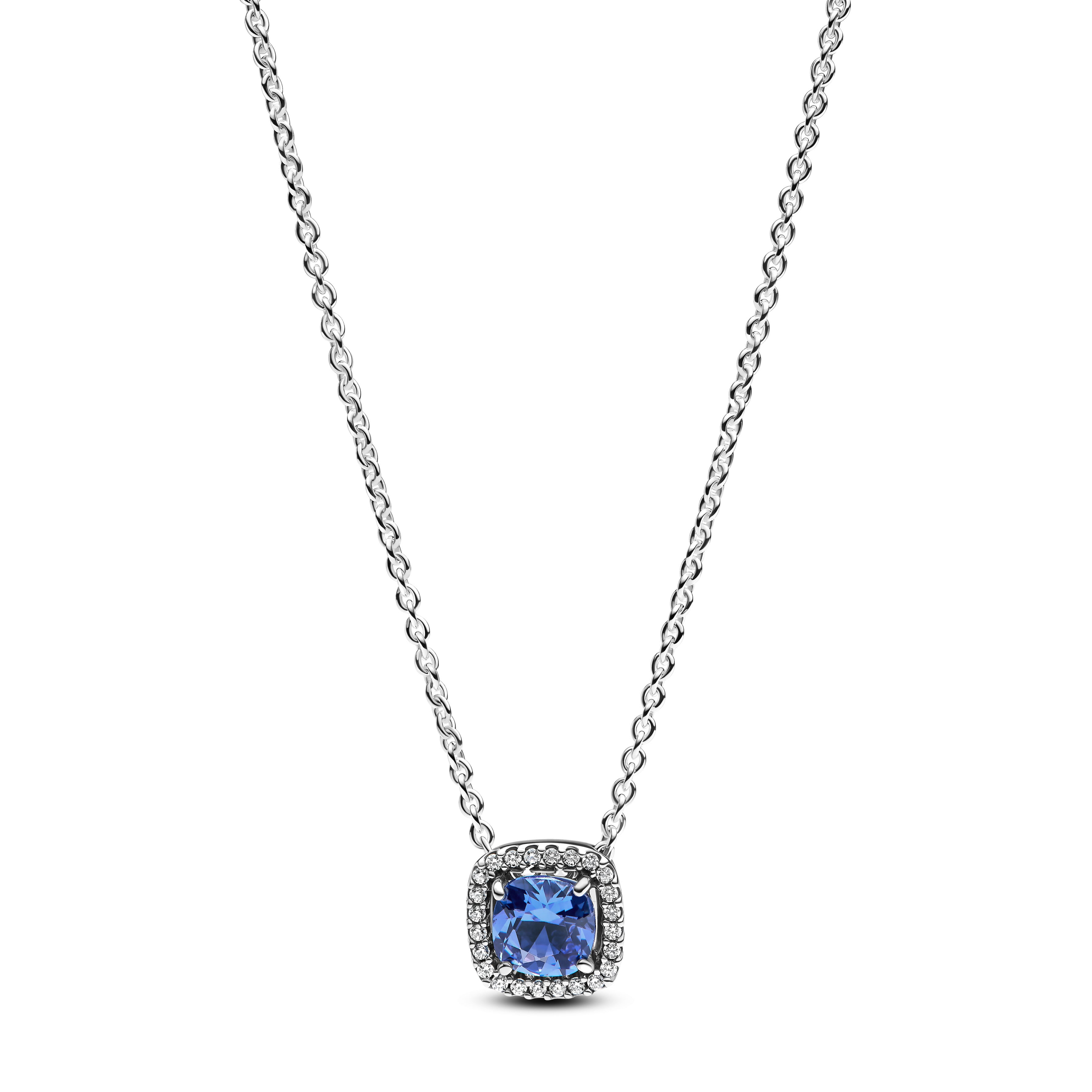 Collana Donna Pandora Collana Punto Luce Quadrato Blu - 393560C01 - Gioielleria De Patto