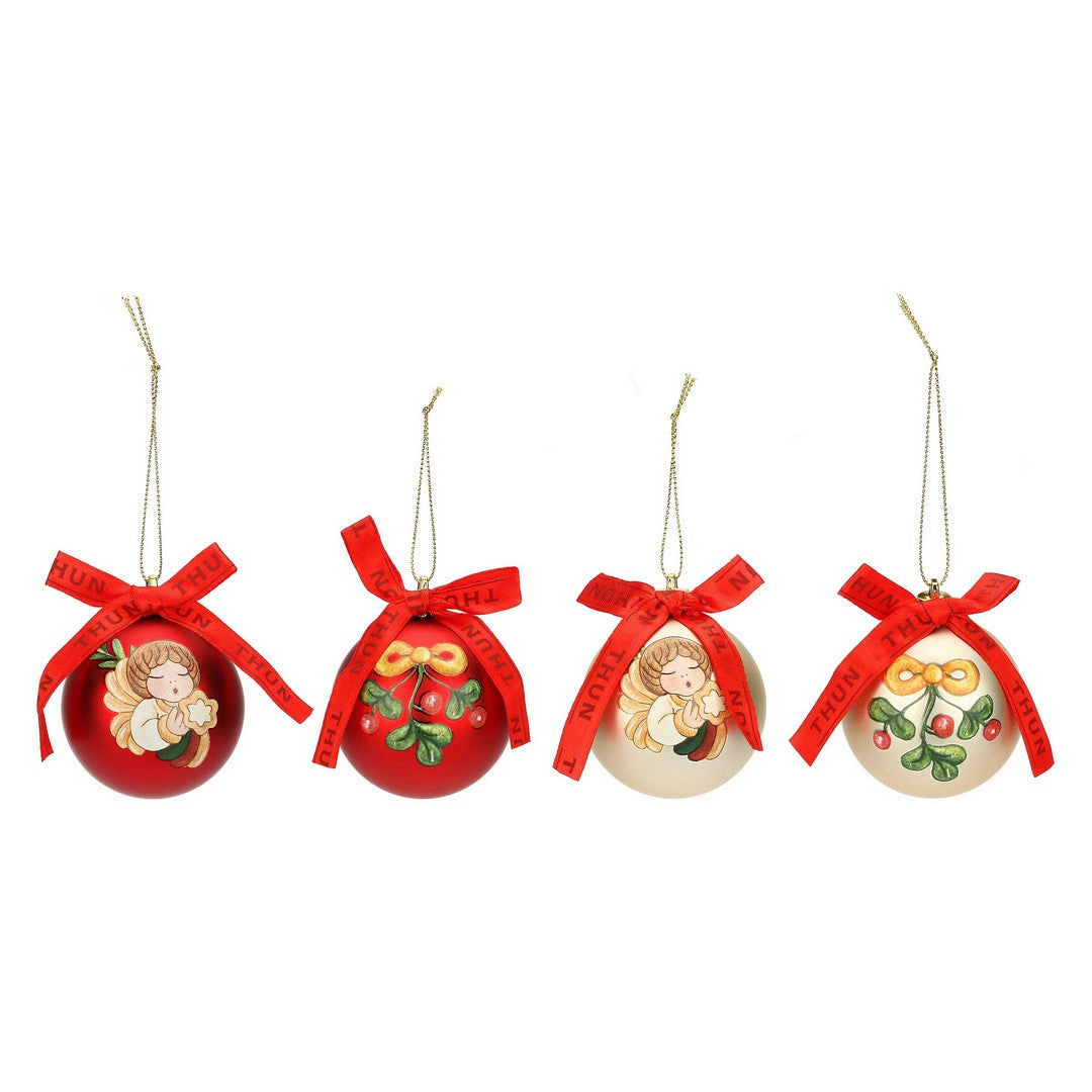 Thun Set 4 palline natalizie rosso e oro in poliestere, piccole - S3432A91 - Gioielleria De Patto