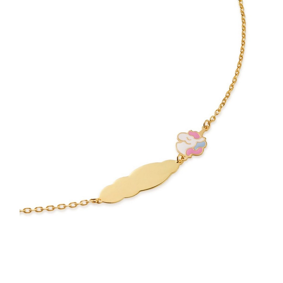 Bracciale Donna Lebebè Toys in oro giallo con unicorno e targhetta in oro giallo - PMG178